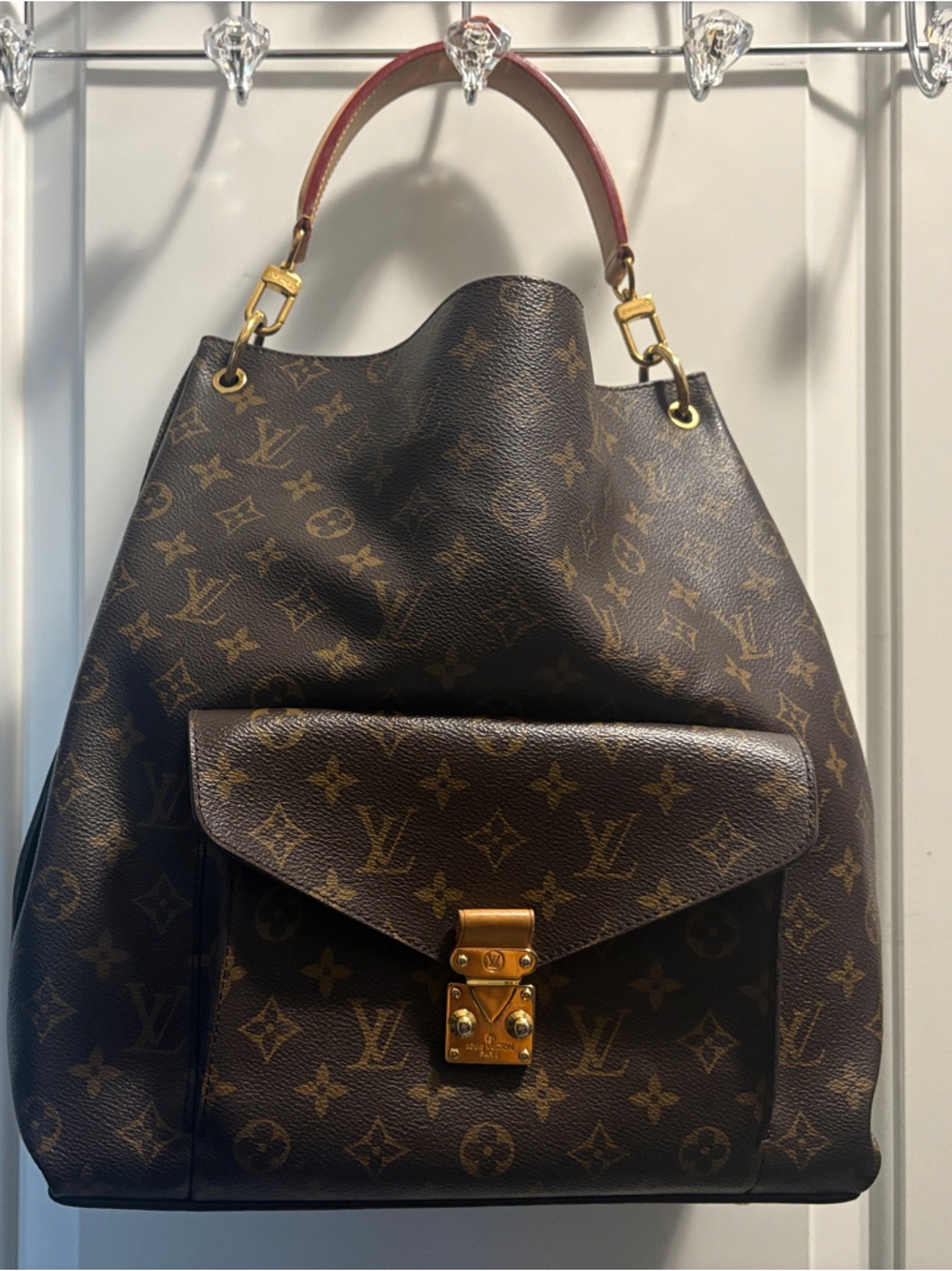 Louis Vuitton Monogram Canvas Shoulder Bag in Brown and Gold
